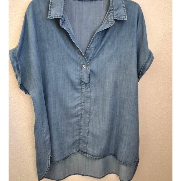 Z Avenue Blue Chambray Look Dolman Sleeve Tencel Tunic Top XL EUC - Picture 1 of 6